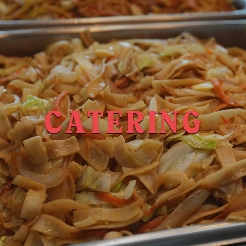 image of catering pan full of chow fun from Aloha Manapua Kapahulu.